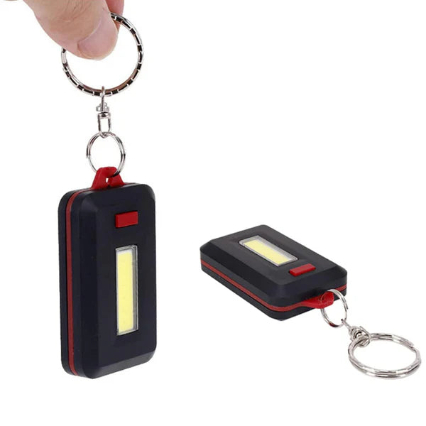 Portable COB LED Keychain Light with Hook & Loop, 3 Modes (1 Pc)