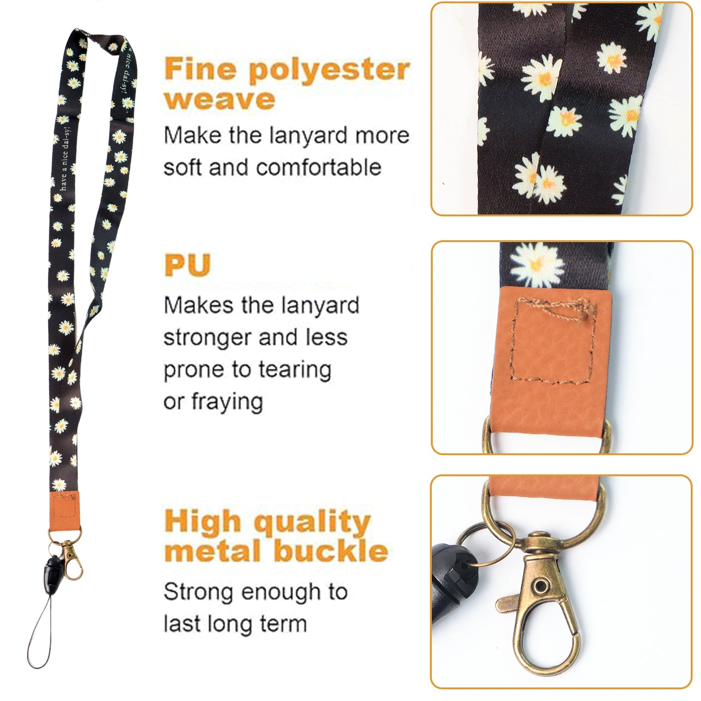 Floral Print Neck Lanyard Strap With Clip Hook  Mobile String (1 Pc) - Happy Price - Image 4