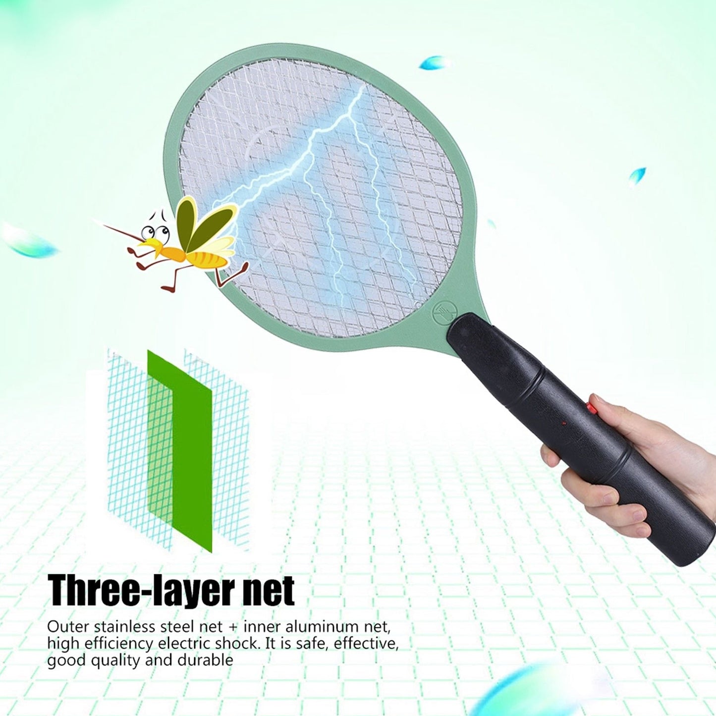 Mosquito Killer Racket Rechargeable Handheld Electric Fly Swatter Mosquito Killer Racket Bat Electric Insect Killer (Quality Assured) - Happy Price - Image 3