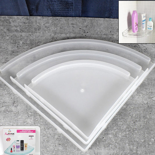 Bathroom Plastic Corner Shelf Rack Set For Wall Number Of Shelves (3 Pcs Set) - Happy Price - Image 1