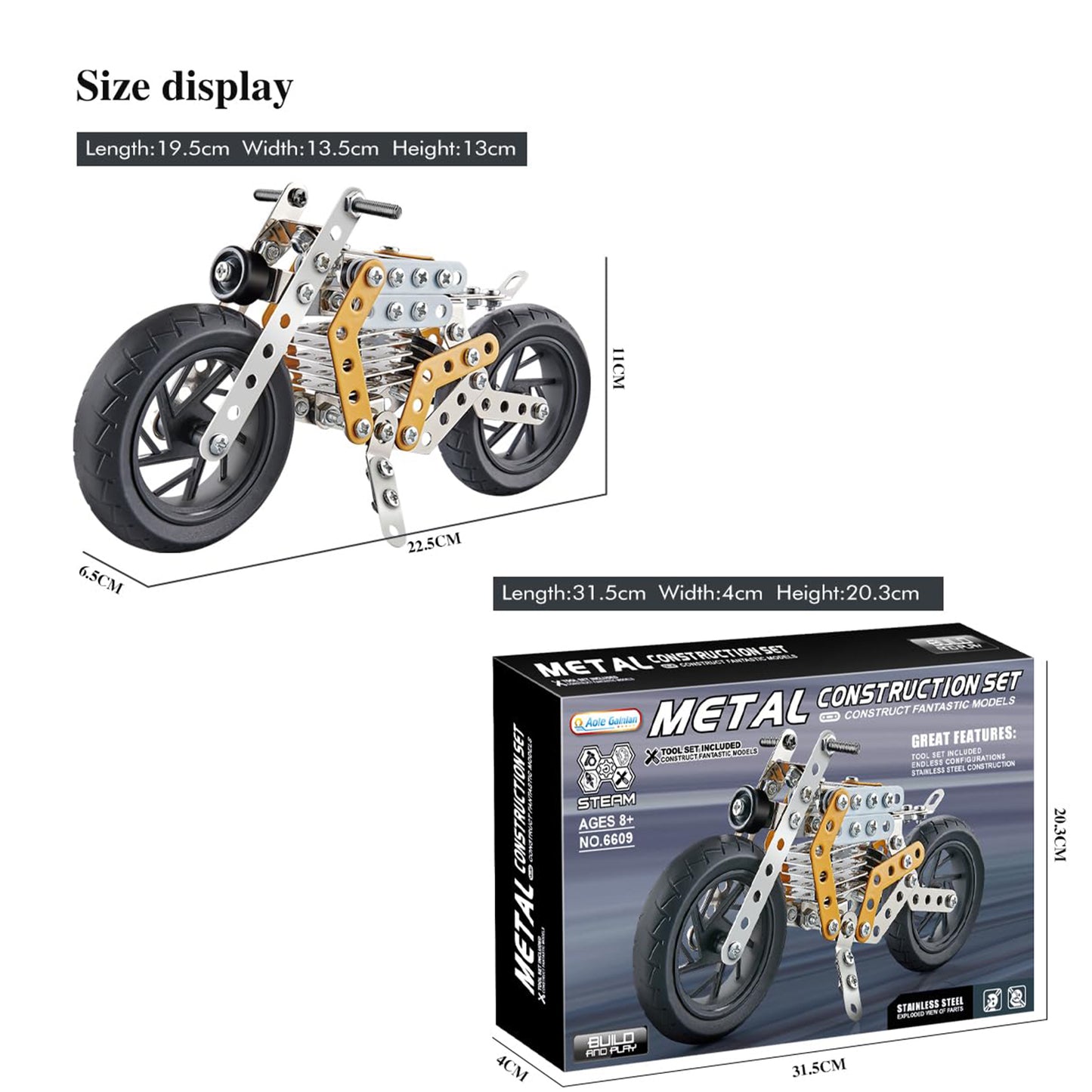 Metal Diy Bike Building Blocks For Kids (Bike 162 Pc Of Bike Tool  1 Set) - Happy Price - Image 4