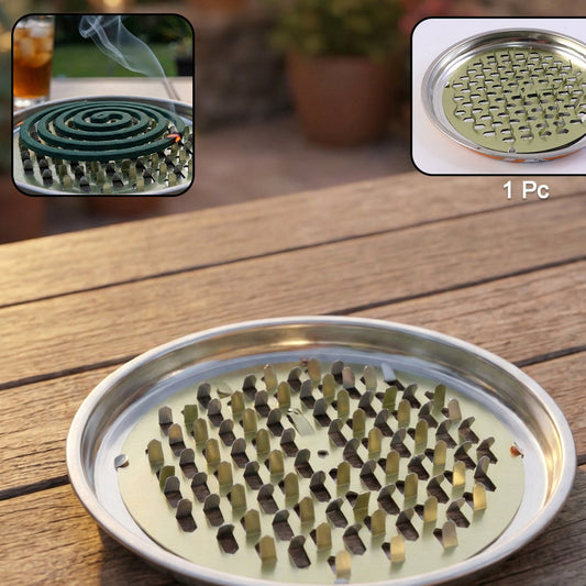 Round Metal Mosquito Coil Holder with Ash Tray - 1 Piece - Happy Price - Image 1