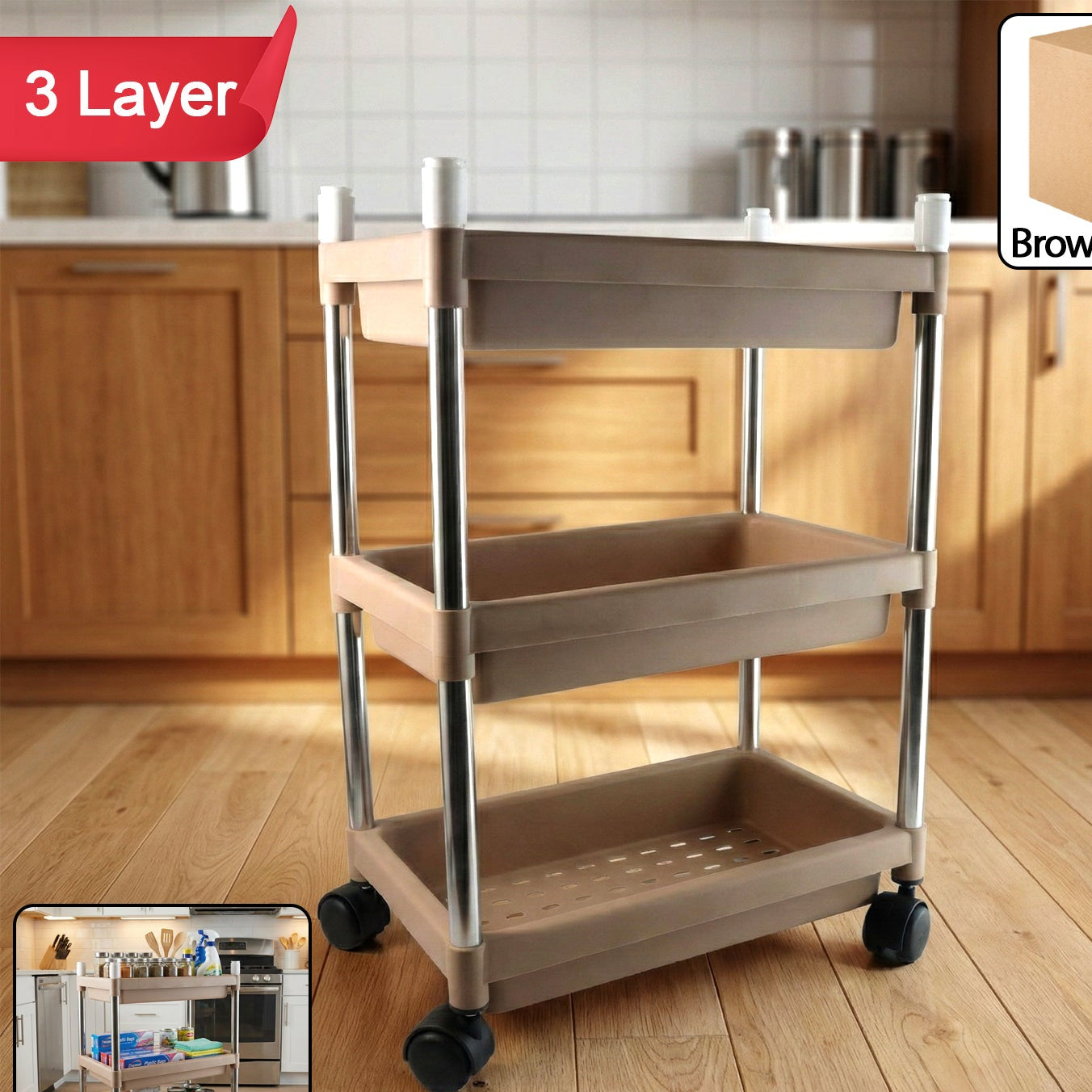 3-layer Multipurpose Storage Trolley