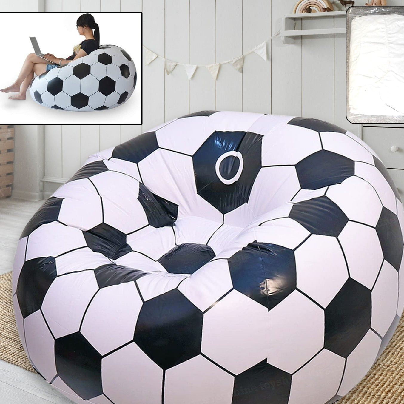 Foldable Sofa Cartoon Style Inflatable Folding Chair Ball Chair Inflatable Sofa For Adults Kids Size (110cm X 80cm) - Happy Price - Image 1