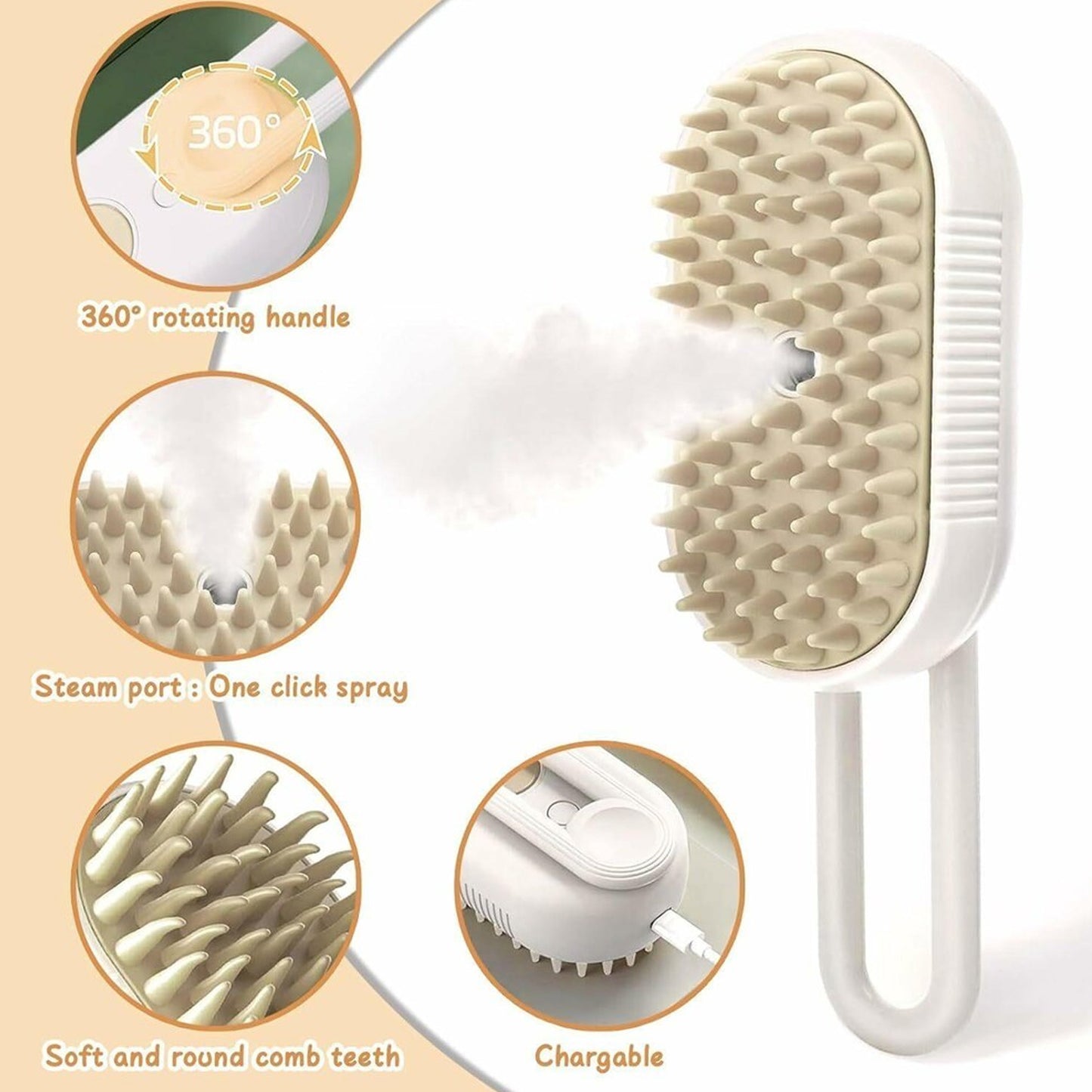 Electric Spray Handle Massage Brush Hair Removal Brush Steam (1 Pc) - Happy Price - Image 2