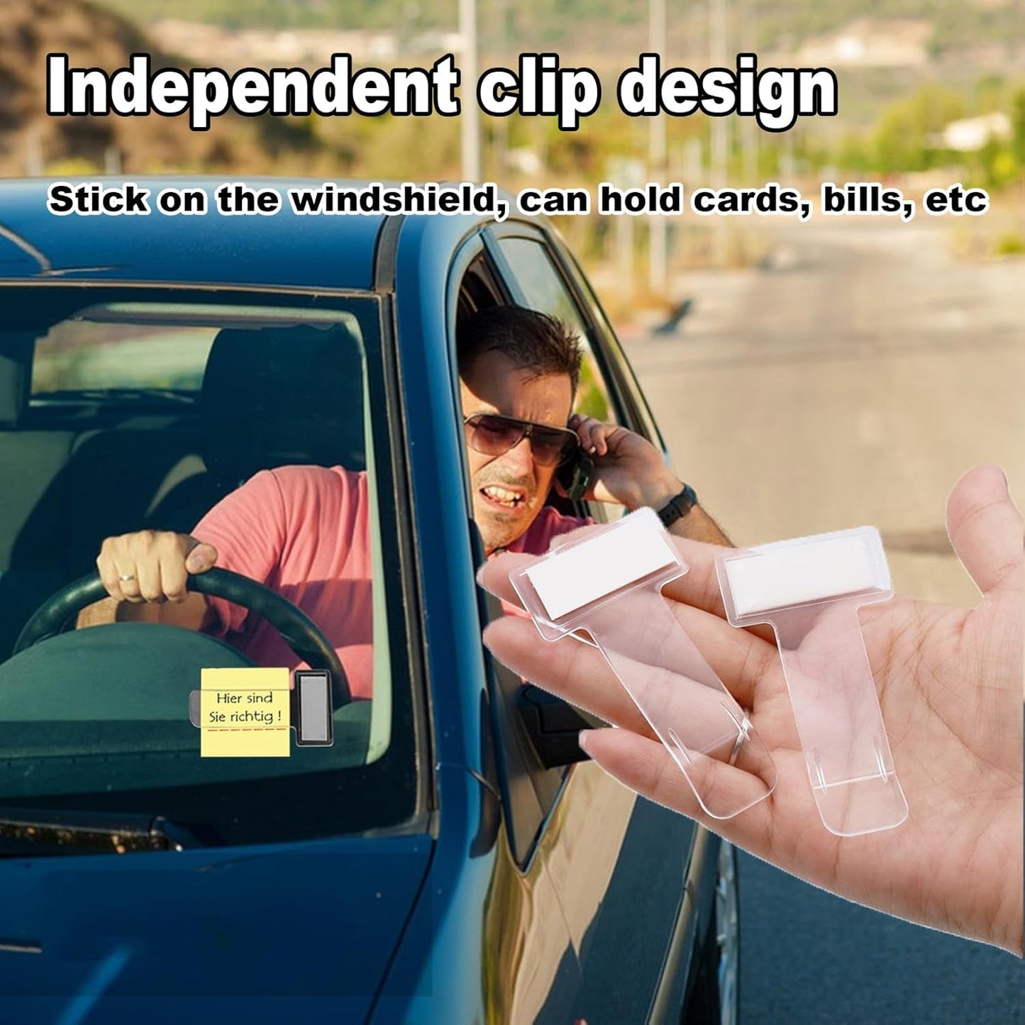 Windscreen Cardholder Fastag Stand Transparent Ticket Holder Car (2 Pc Set) - Happy Price - Image 3