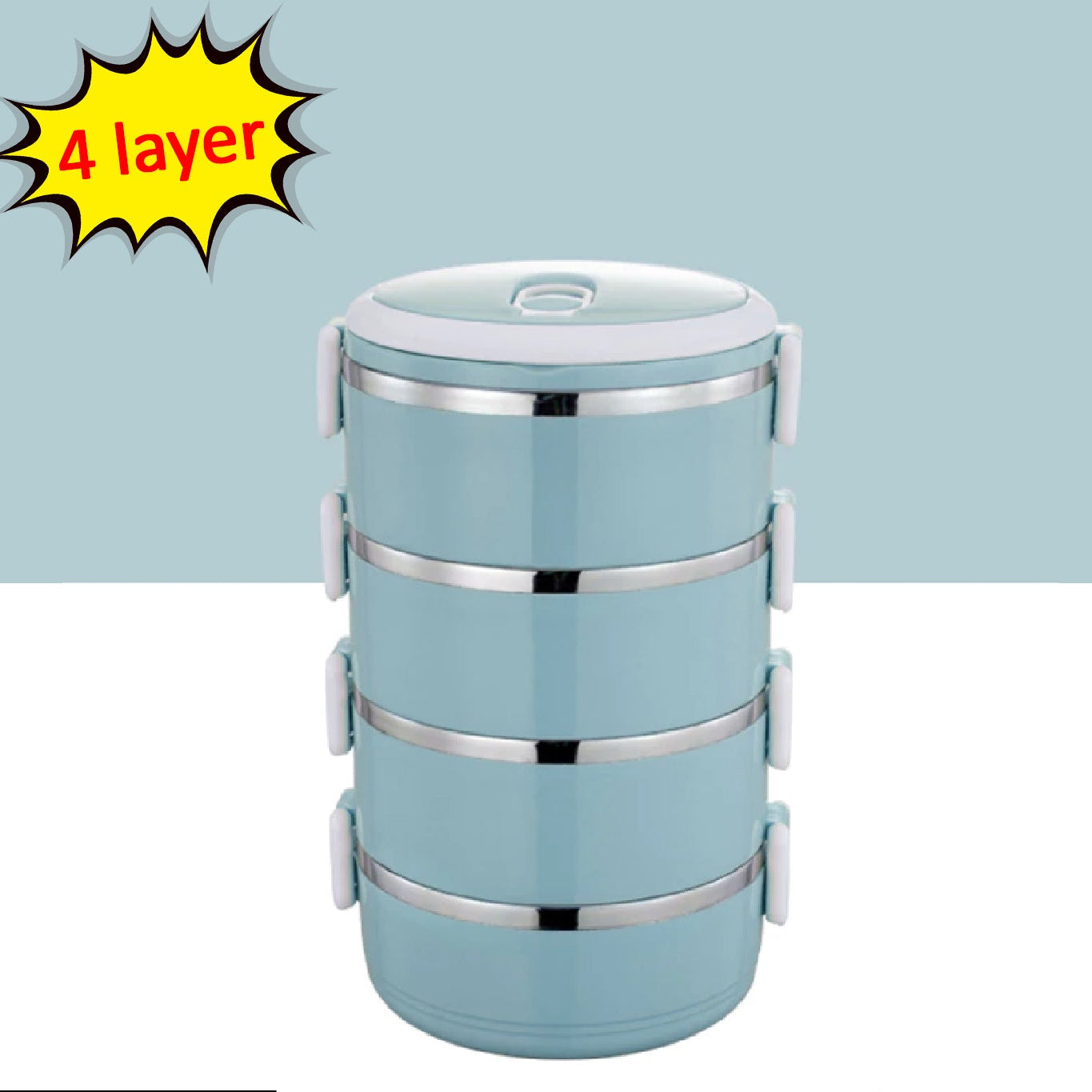 4 Layer Stainless Steel Stackable Lunch Box for Hot Food - Happy Price - Image 1