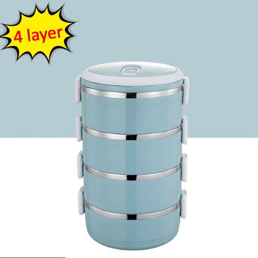 4 Layer Stainless Steel Stackable Lunch Box for Hot Food - Happy Price - Image 1