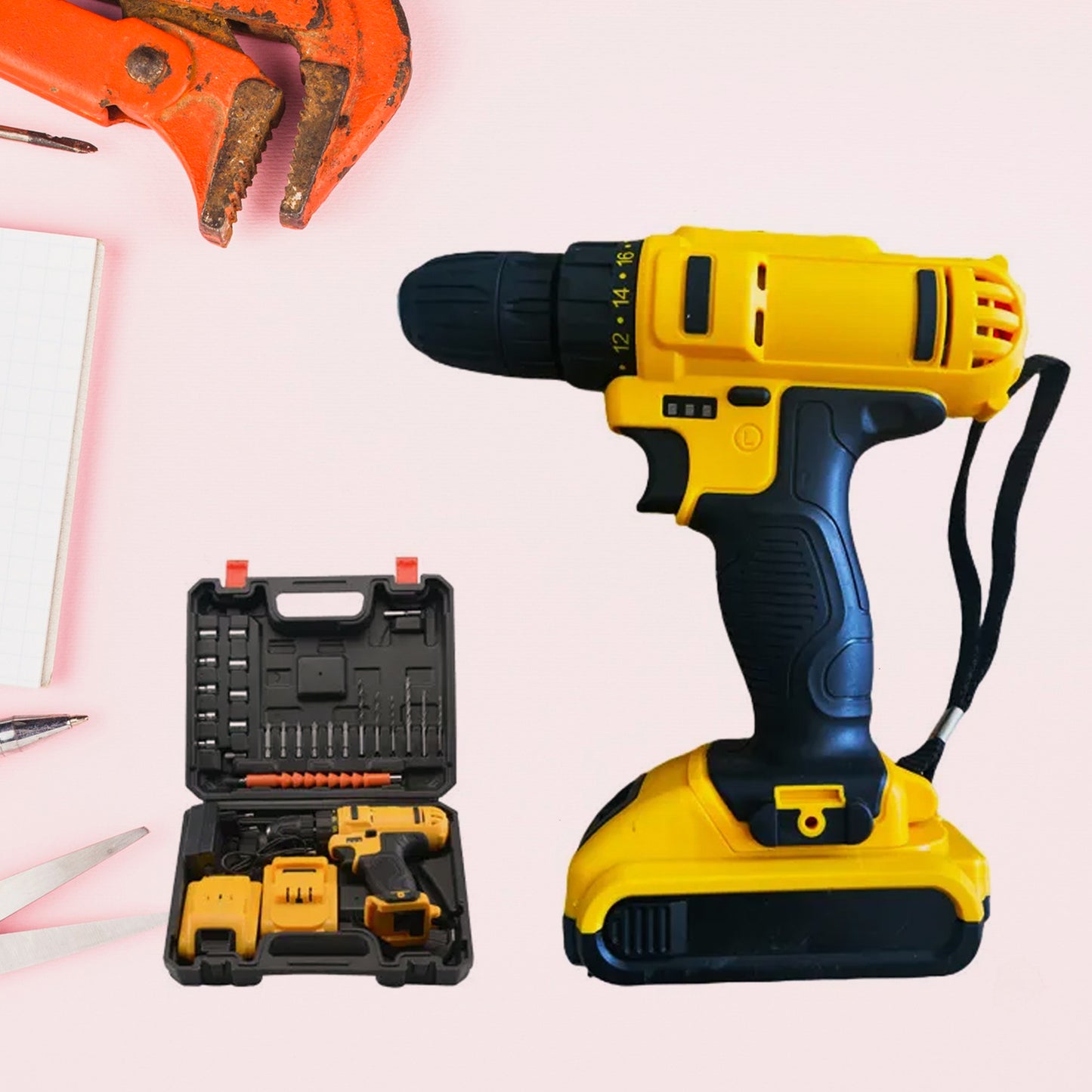 21V Cordless Drill Set with 2 Lithium Batteries & 29 Pcs Accessory Kit - Happy Price - Image 5