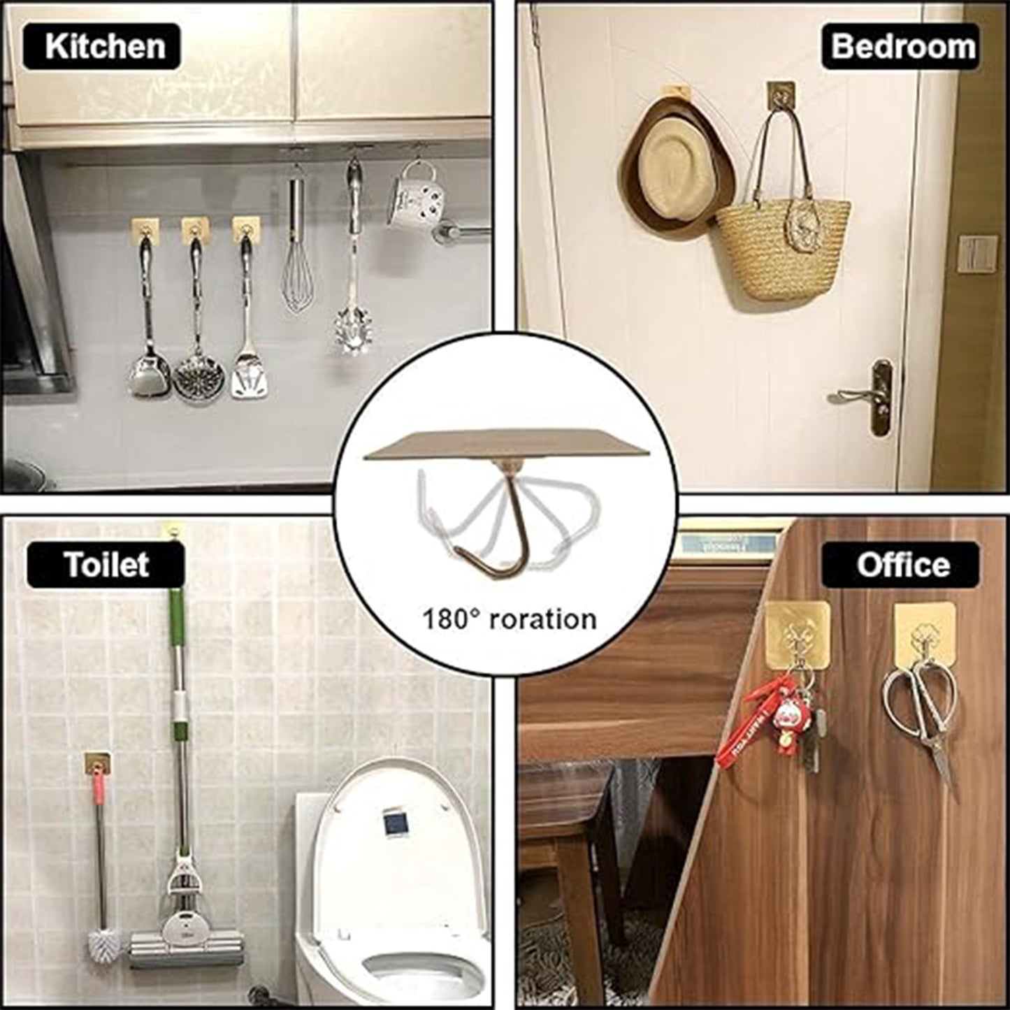 Transparent Adhesive Hooks for Kitchen & Bathroom - Heavy Duty, 6x6 Cm (1 Pc) - Happy Price - Image 3