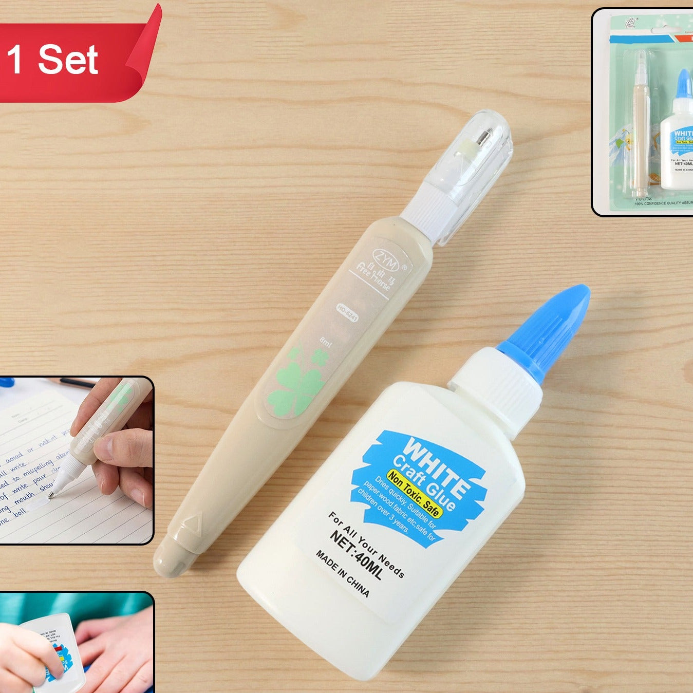 Multipurpose Craft Glue and Correction Pen Combo Set - 1 Pc - Happy Price - Image 1