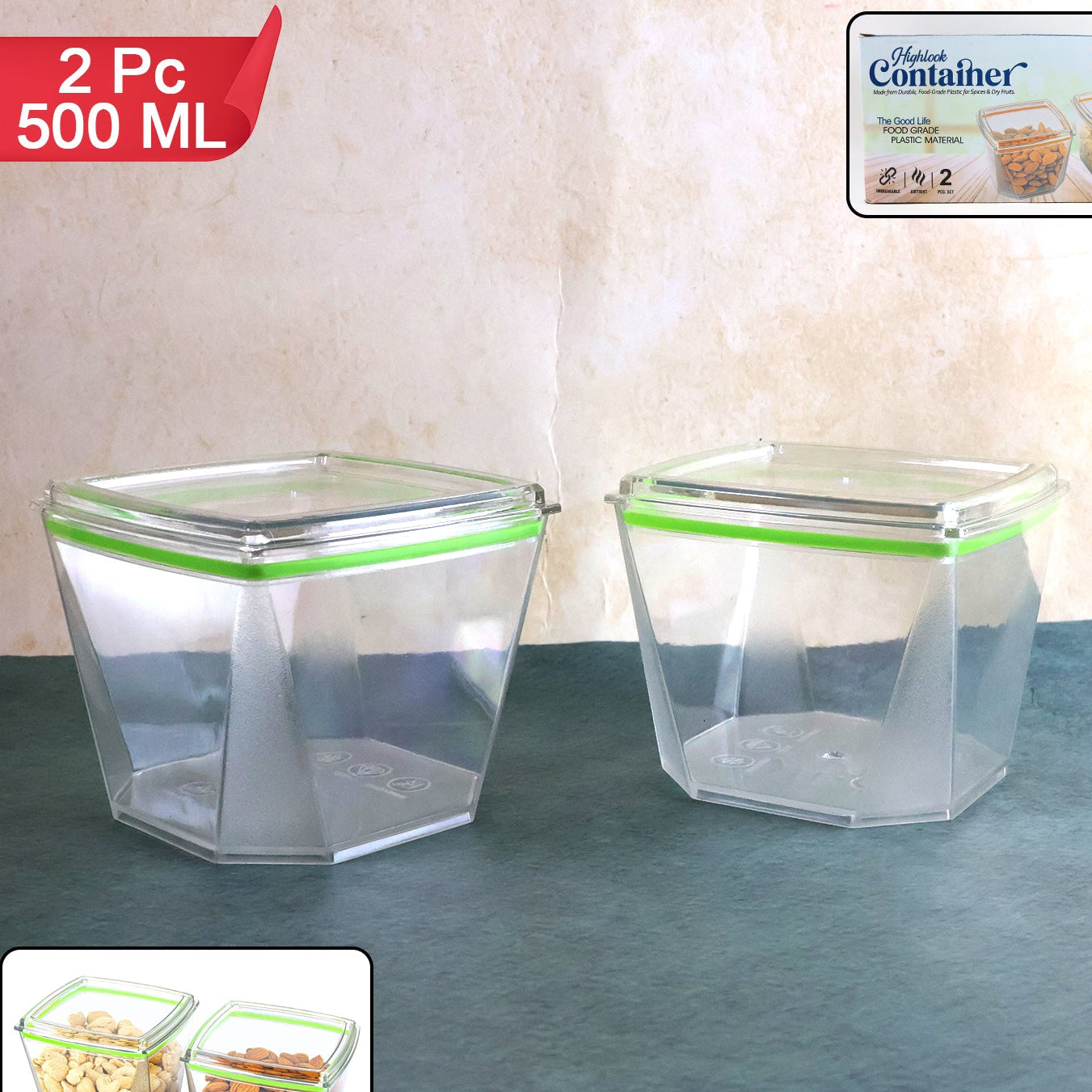 2 Pc 500ml Food Storage Containers with Leak-Proof Lids - Happy Price - Image 1