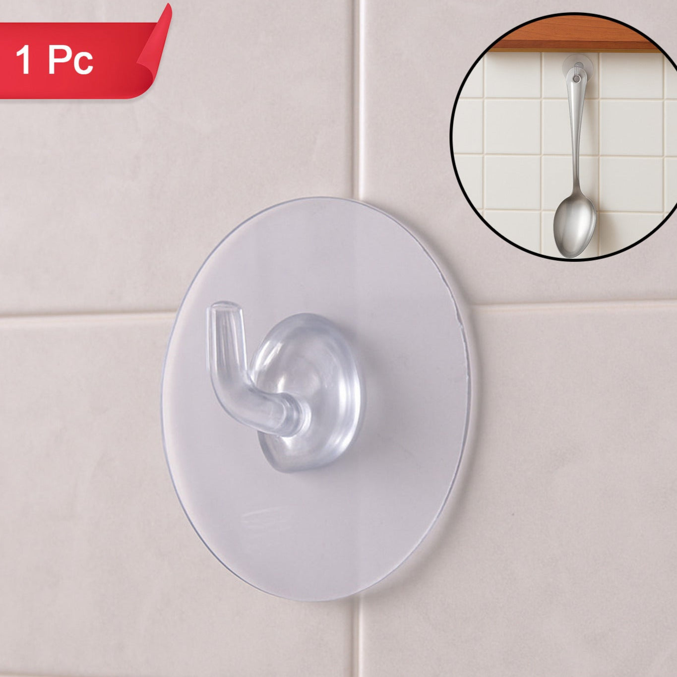 Transparent Wall-mount Adhesive Hook With Strong Grip (1 Pc) - Happy Price - Image 1