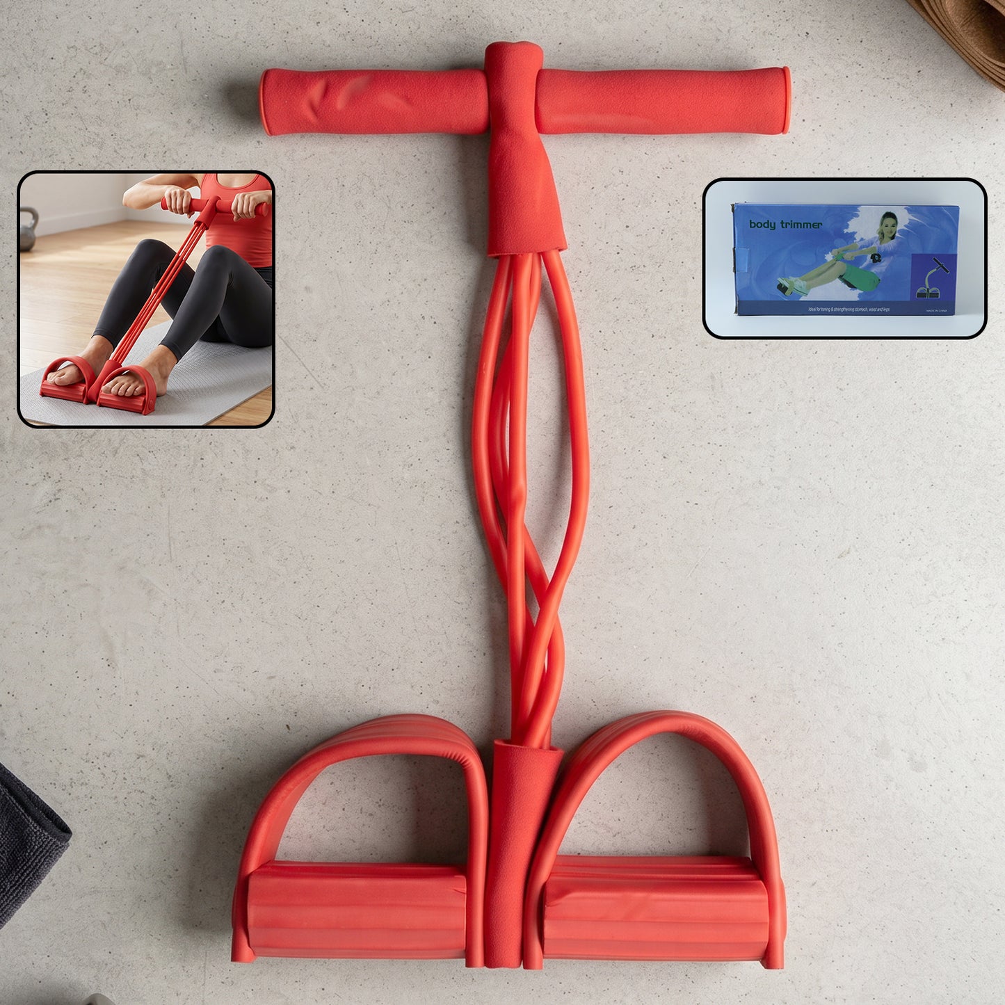Portable Pull Rope Exerciser with Foot Pedals - Full Body Workout Tool (1 Pc) - Happy Price - Image 2