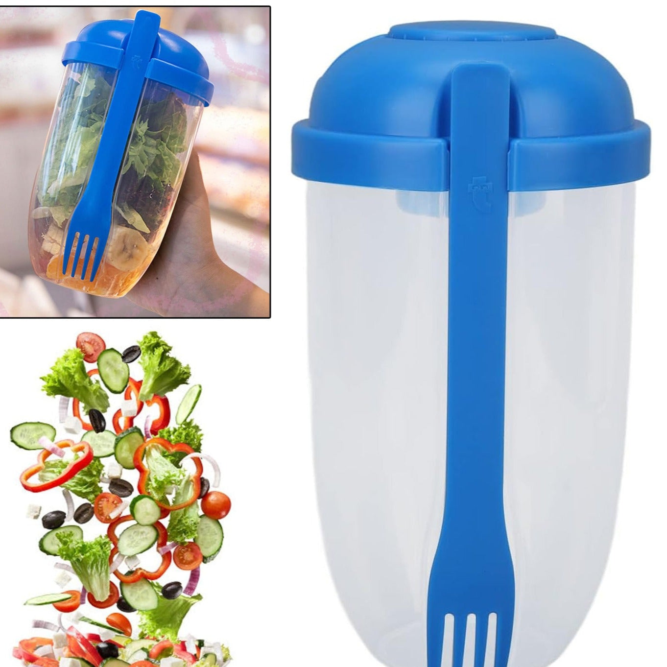 Fruit And Vegetable Salad Cups Easy Clean Salad Mixing Cup For Business People For Business Travel (1pc) - Happy Price - Image 1