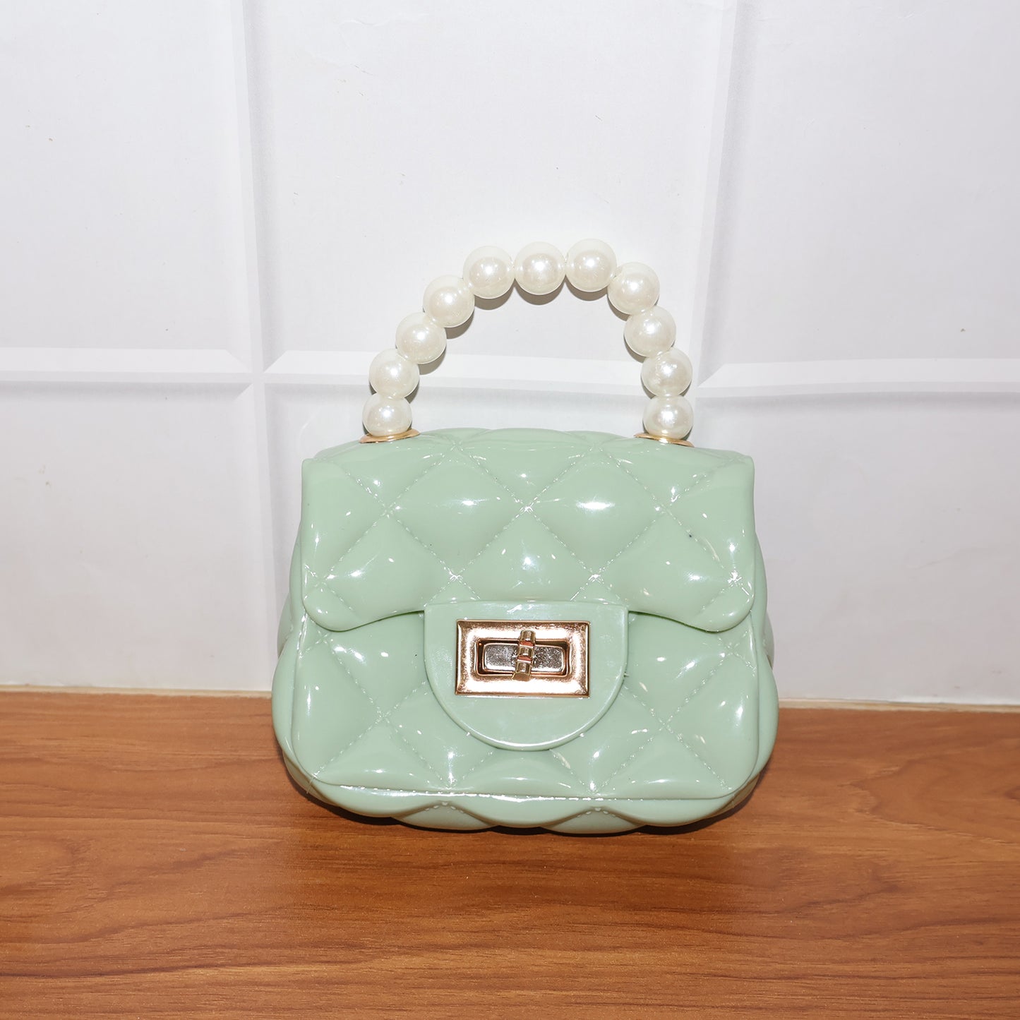Quilted Mini Handbag with Pearl Handle & Chain Strap (1 Pc) - Happy Price - Image 7