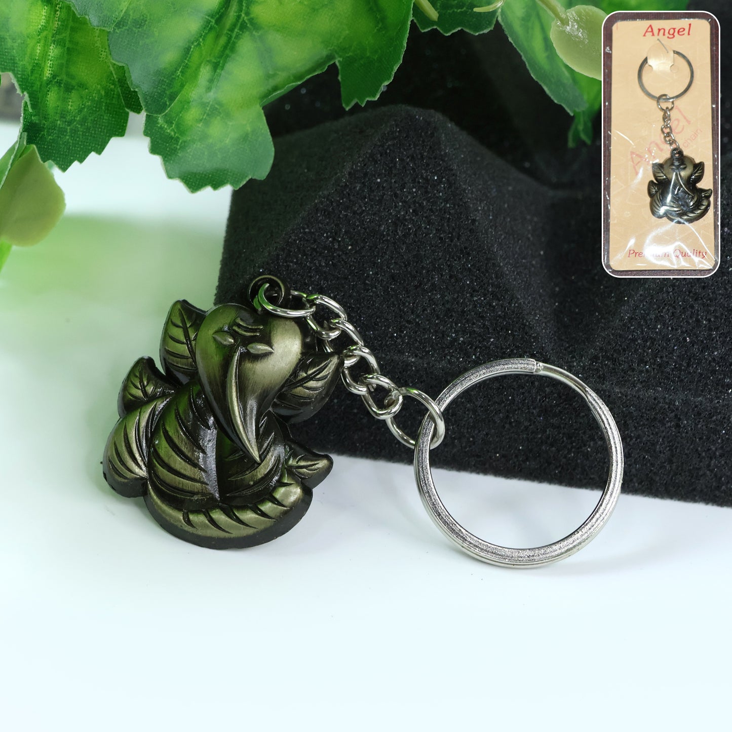 Ganesh Face Metal Keychain - Antique Black Finish (1 Pc) - Happy Price - Image 6