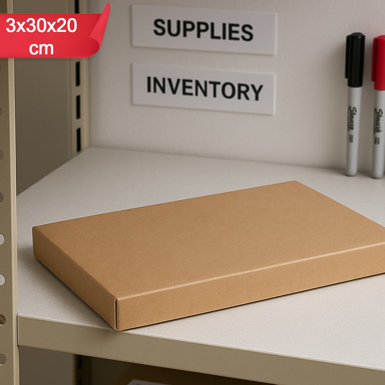 Sturdy Brown Corrugated Box for Secure Packaging - 30x20x3 cm, 1 Piece - Happy Price - Image 1