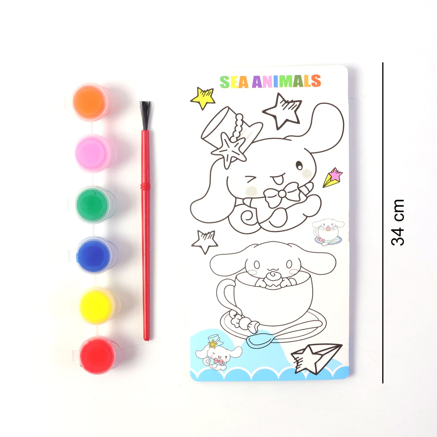 Kids Diy Colour Painting Kit With Cartoon Sketch Book (1 Set)