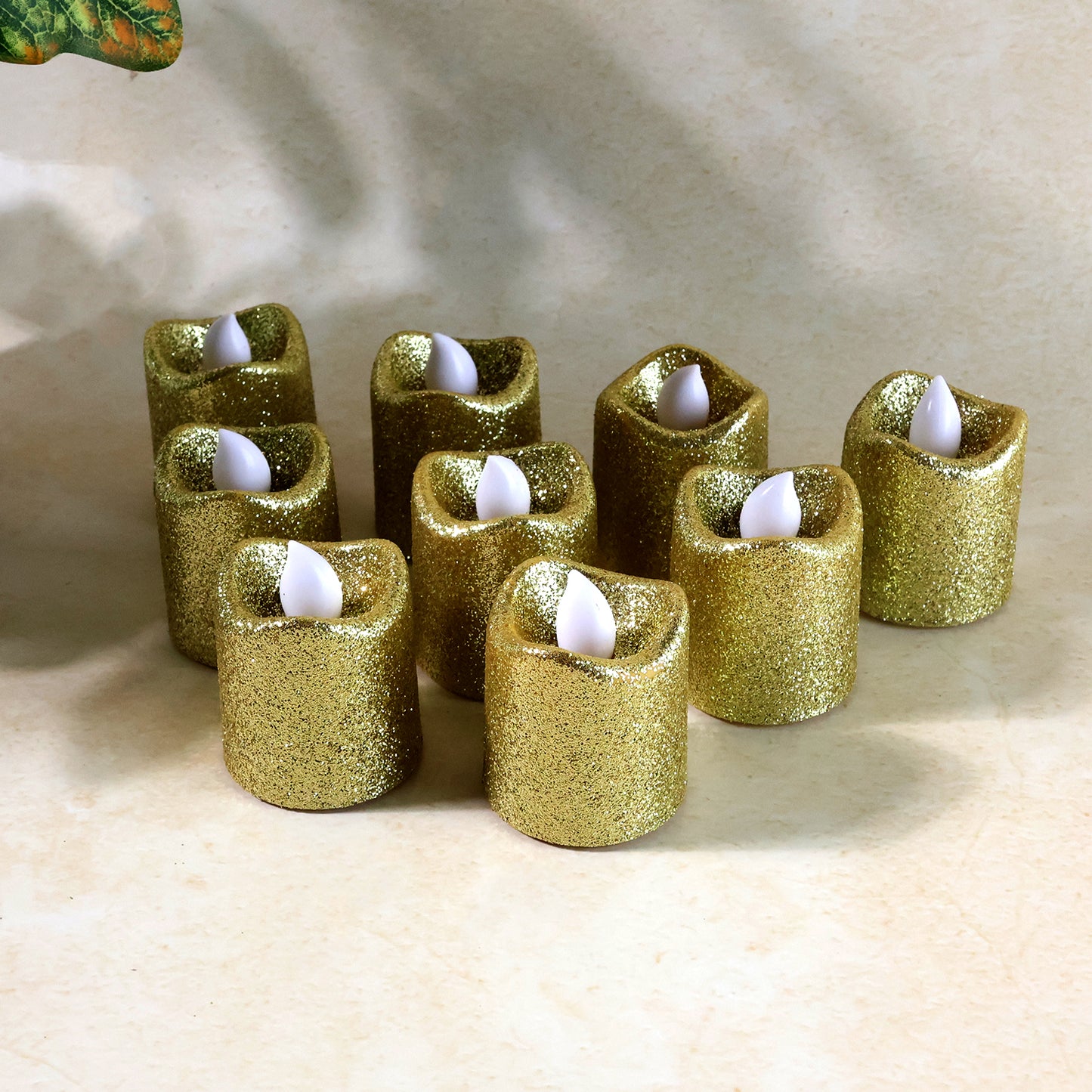 Christmas Glitter LED Tealight Candles - 9 Pc Set for Festive Ambiance - Happy Price - Image 3