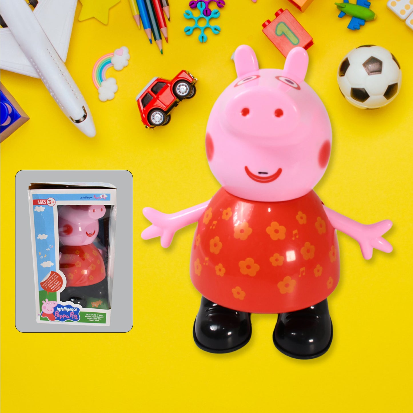 Pig Children Play Toy Pretend Play Toy Fun Gift For Kids Movable Hands Legs Pig Pretend Play Toy Set For Kids Children With Soft Rubber Material (1 Pc  Battery Not Included) - Happy Price - Image 2