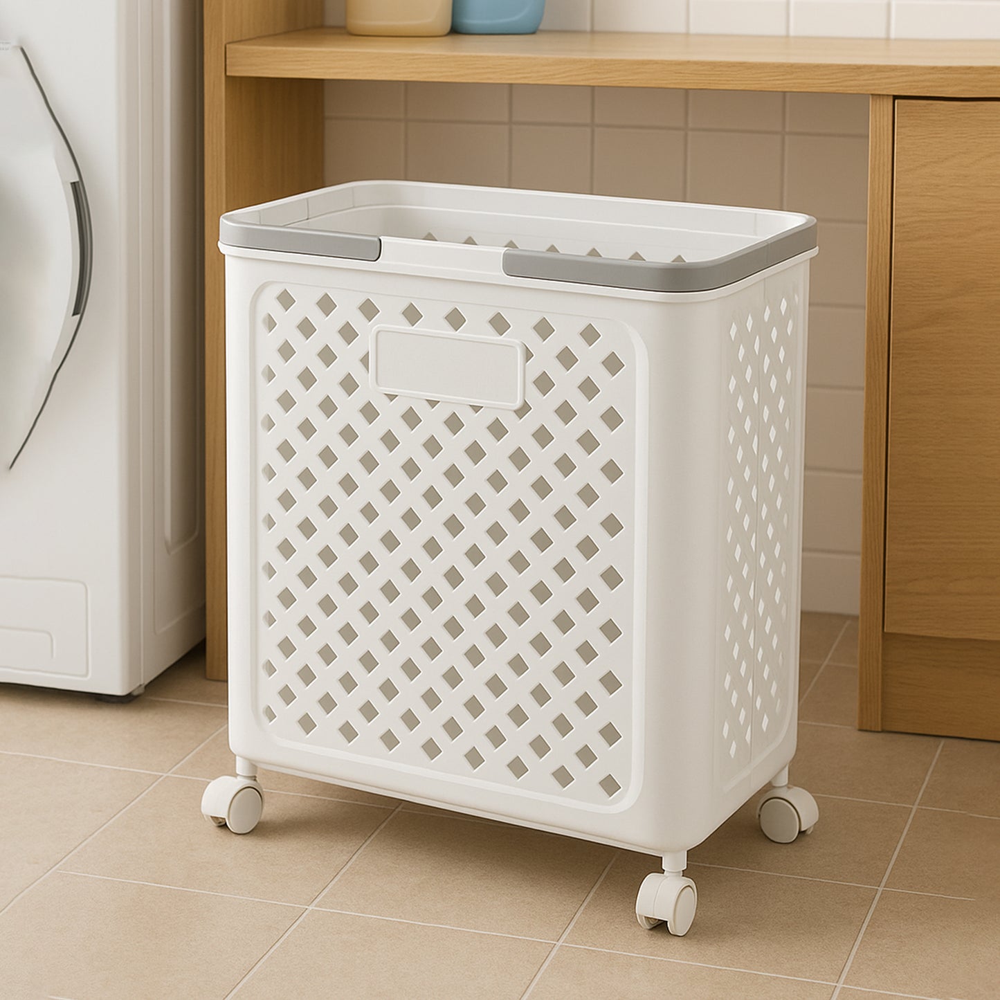 Large Foldable Laundry Basket With Wheels - Happy Price - Image 2