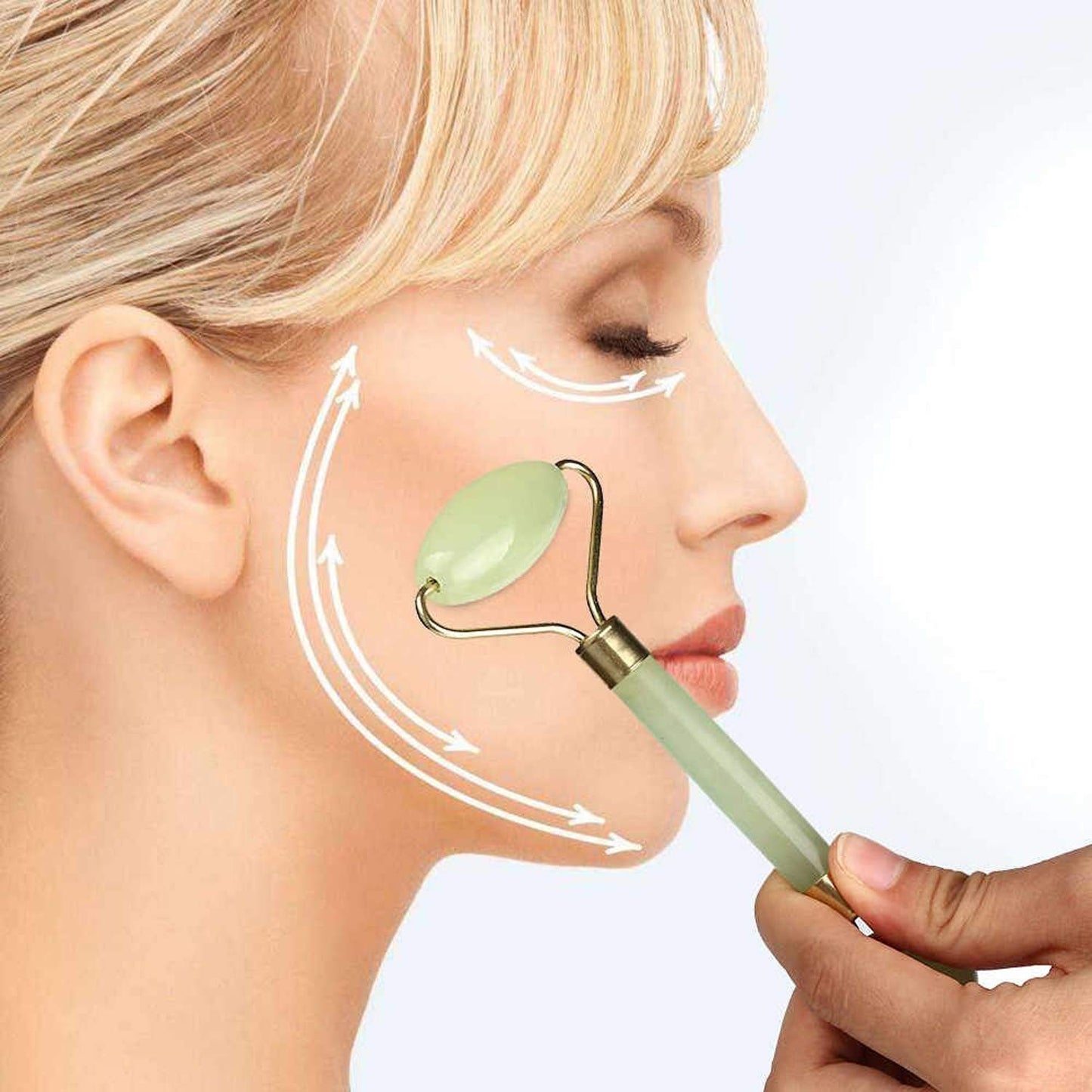 Dual Head Jade Stone Face Roller & Gua Sha Set - Natural Skin Massager (1 Pc) - Happy Price - Image 3