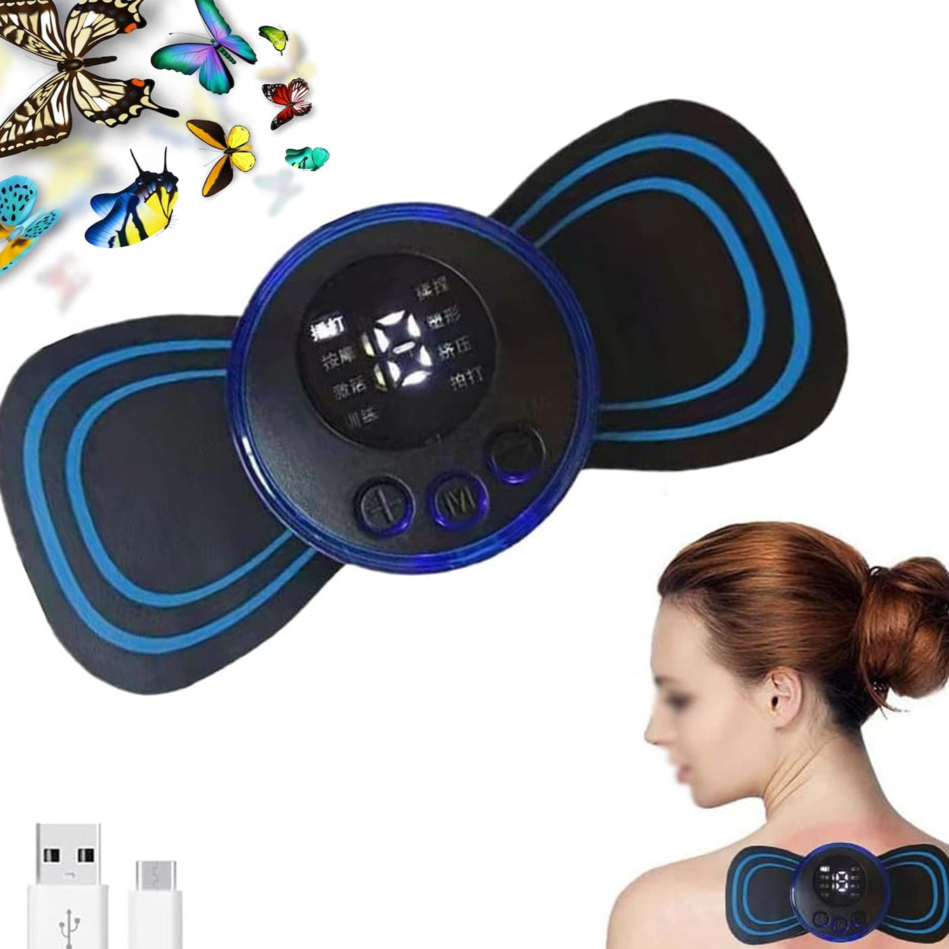 Portable Usb Neck Massager Electric Neck Massager Automatic Massage Enhancer Mini Cervical Massager Ems Lymphatic Drainage Massage With Cable - Happy Price - Image 1