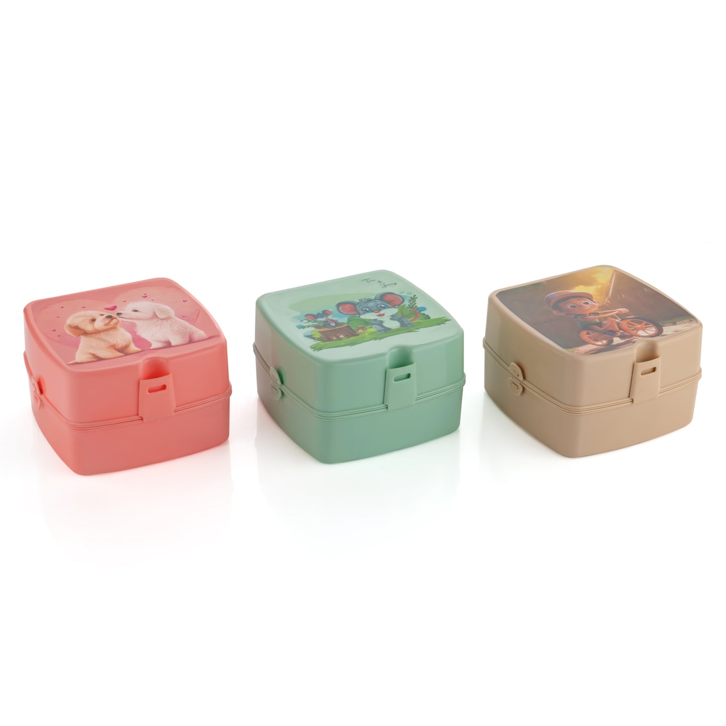 Double-layer Square Lunch Box With  Spoon  4 Compartment Tiffin  Push Lock  Plastic Tiffin Box For Travelling School Kids  Office Exclusive Home - Happy Price - Image 6