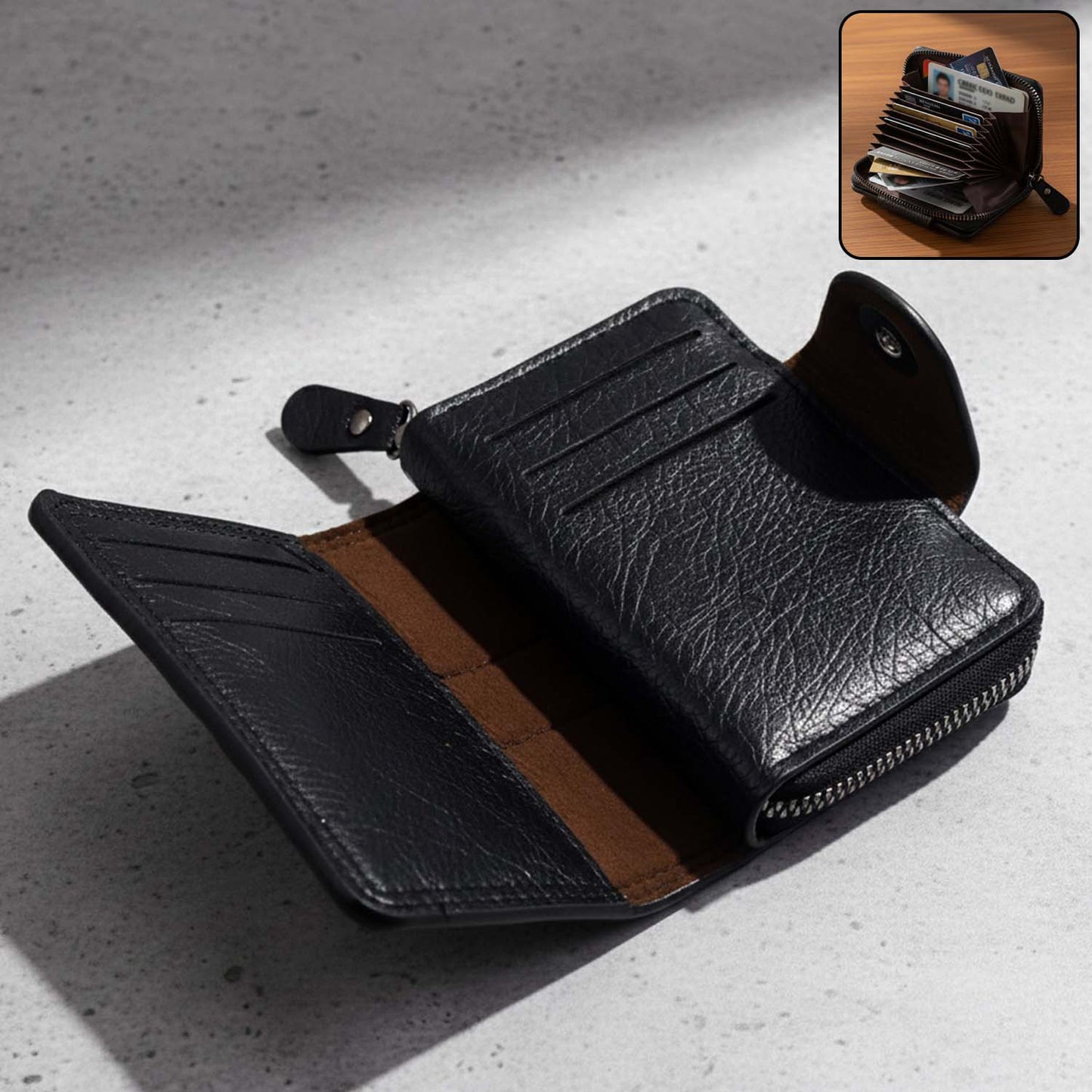 Compact Zip-Around Card Holder Wallet with Snap Closure - 1 Pc - Happy Price - Image 2