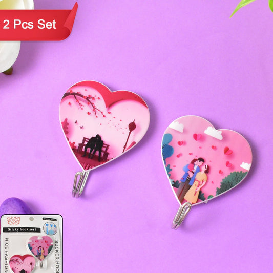 Multipurpose Strong Heart Shape Hook Self-adhesive Hooks (2 Pc Set) - Happy Price - Image 1