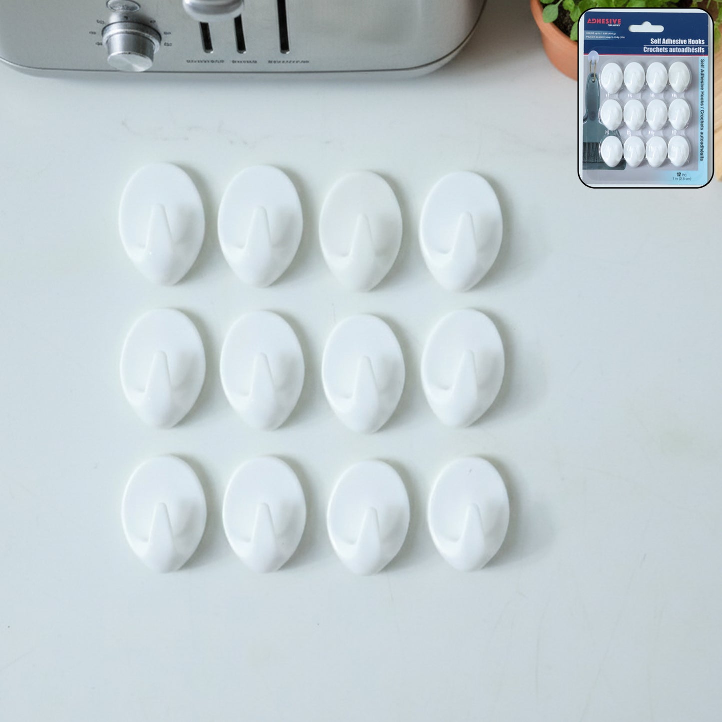 Set of 12 Strong Adhesive Wall Hooks for Home & Office - Happy Price - Image 2