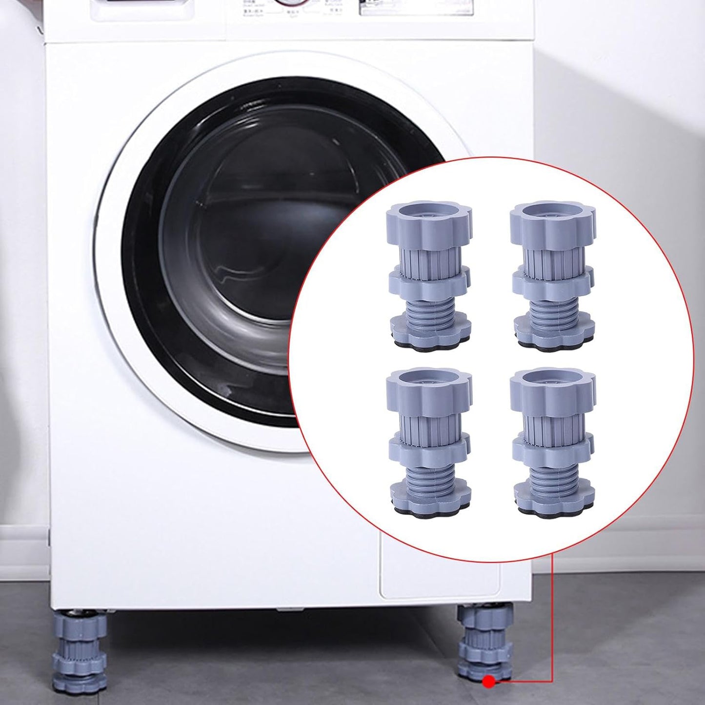 Washing Machine Support Anti Vibration Washing Machine Support Adjustable Washer Anti Vibrasion Pads Washer  Dryer Pedestals Washing Machine Accessory Anti- Skid Pad Pvc Lifting Pad Non-slip ( 4 Pc Set ) - Happy Price - Image 5
