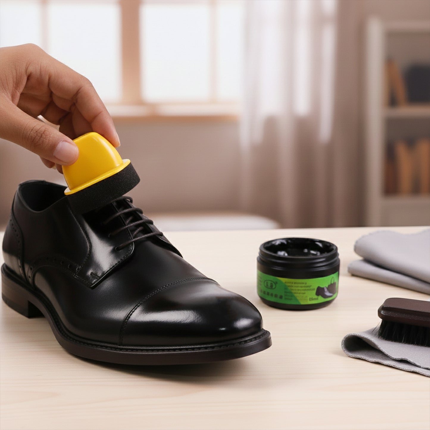 Black Shoe Polish Cream with Sponge Applicator - 60 ML for Instant Shine - Happy Price - Image 2