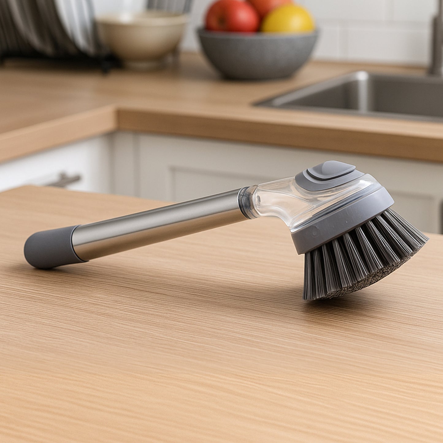 Cleaning Brushes Set Scrub Brush Bathroom Brush Long Handle Liquid Dispenser Pot Washing Brush - Happy Price - Image 4