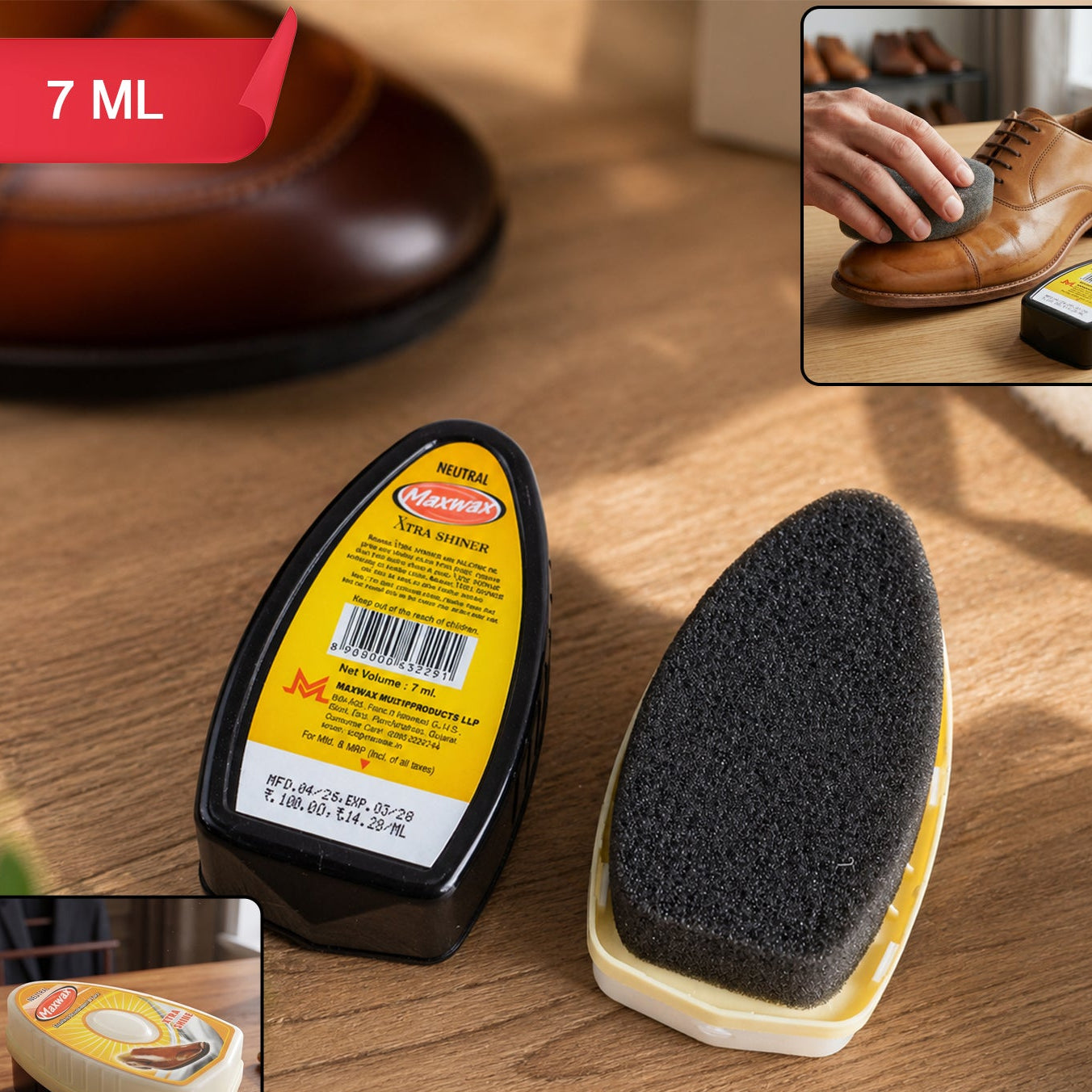 Maxwax Neutral Instant Shoe Shiner (1 Pc 7 Ml)