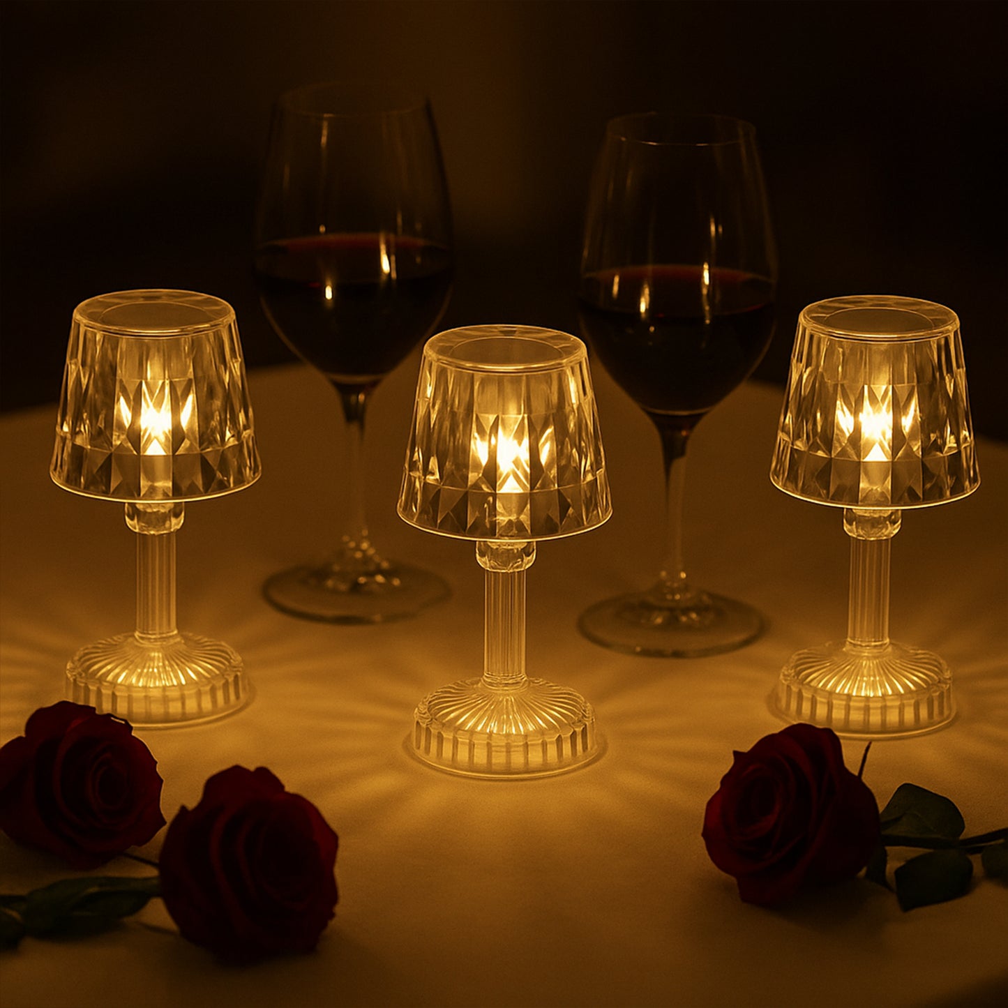 3 Pc Battery Operated Crystal Effect Mini Table Lamps Set - Happy Price - Image 5