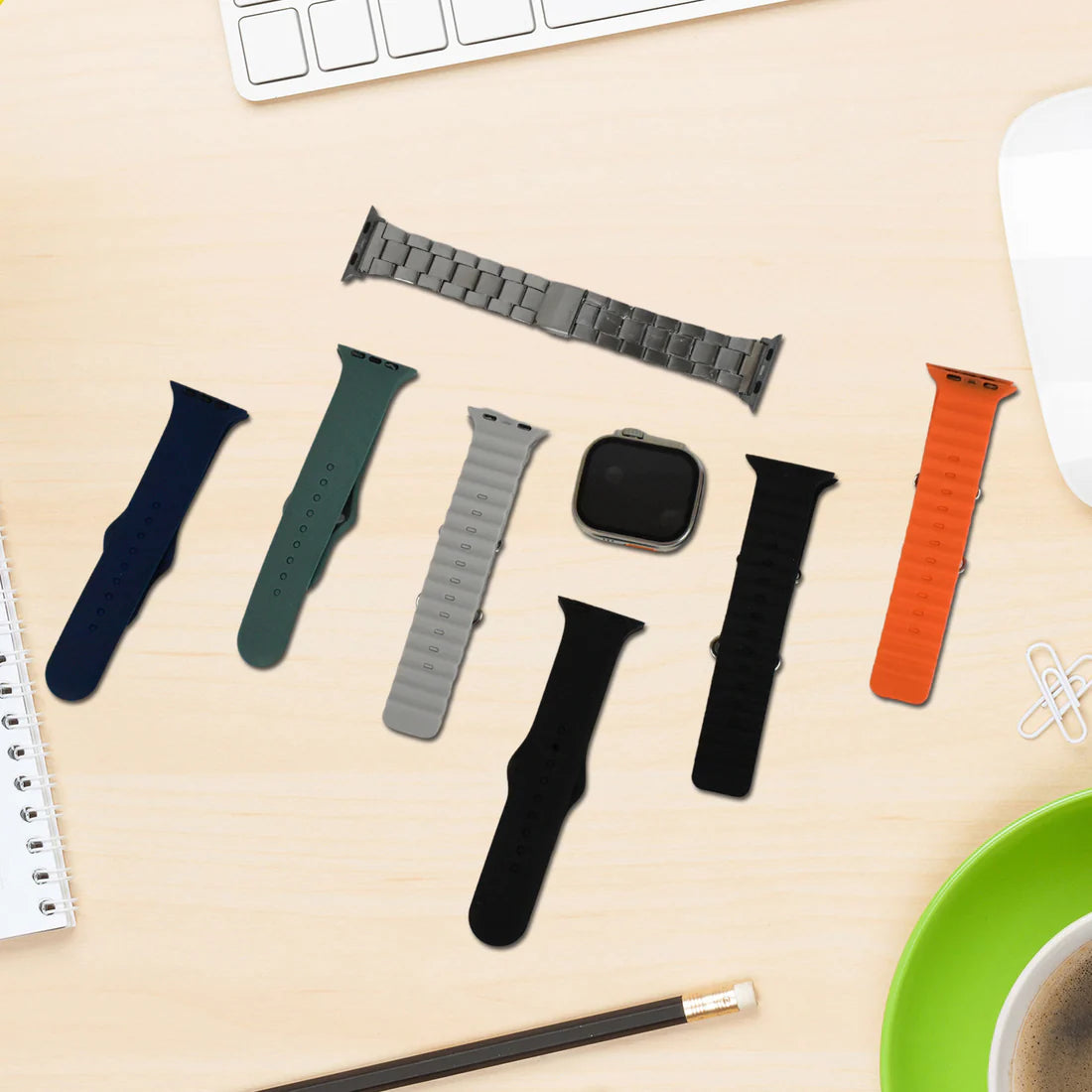 7 In 1 Ultra Smart Watch Combo With Seven Classic Straps  Transparent Screen Guard (1 Set  Mix Color) - Happy Price - Image 5