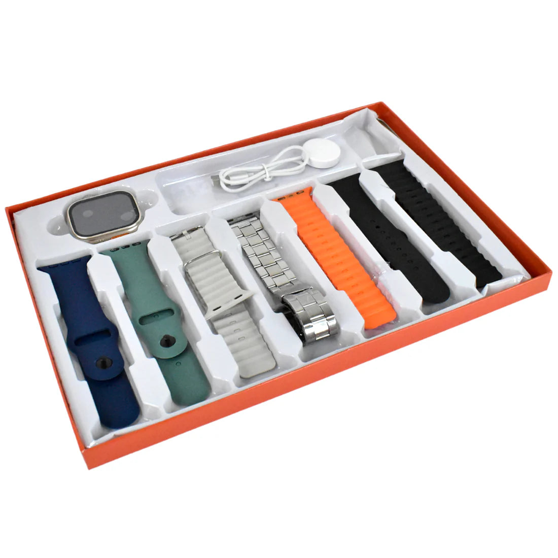 7 In 1 Ultra Smart Watch Combo With Seven Classic Straps  Transparent Screen Guard (1 Set  Mix Color) - Happy Price - Image 4