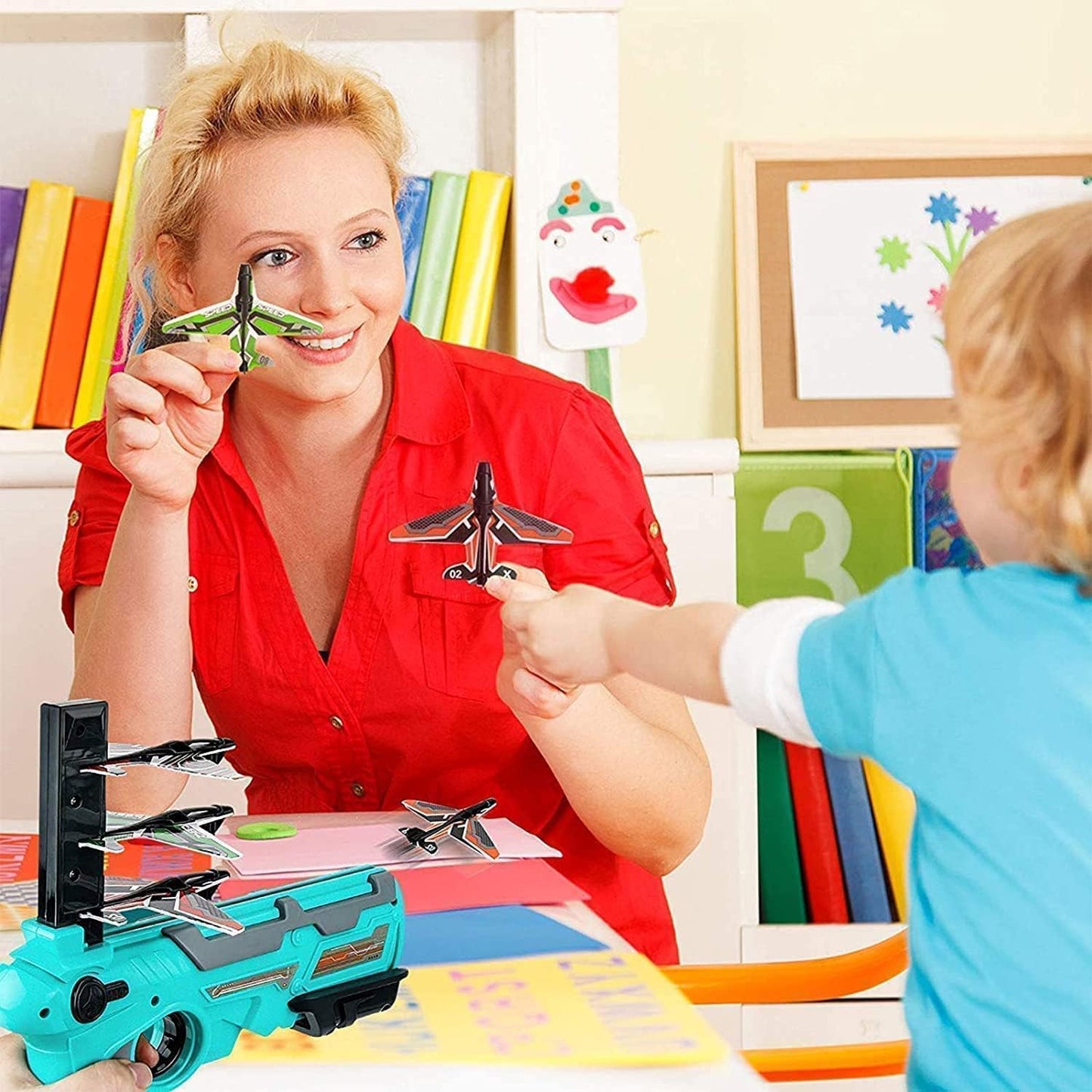 Airplane Launcher Gun Toy With Foam Glider Planes Outdoor Games For Children Best Aeroplane Toys For Kids Air Battle Gun Toys  ( 5 Plane Include ) - Happy Price - Image 4