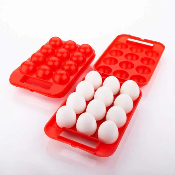 12 Egg Plastic Carrier Tray with Lid for Refrigerator Storage (1 PC)