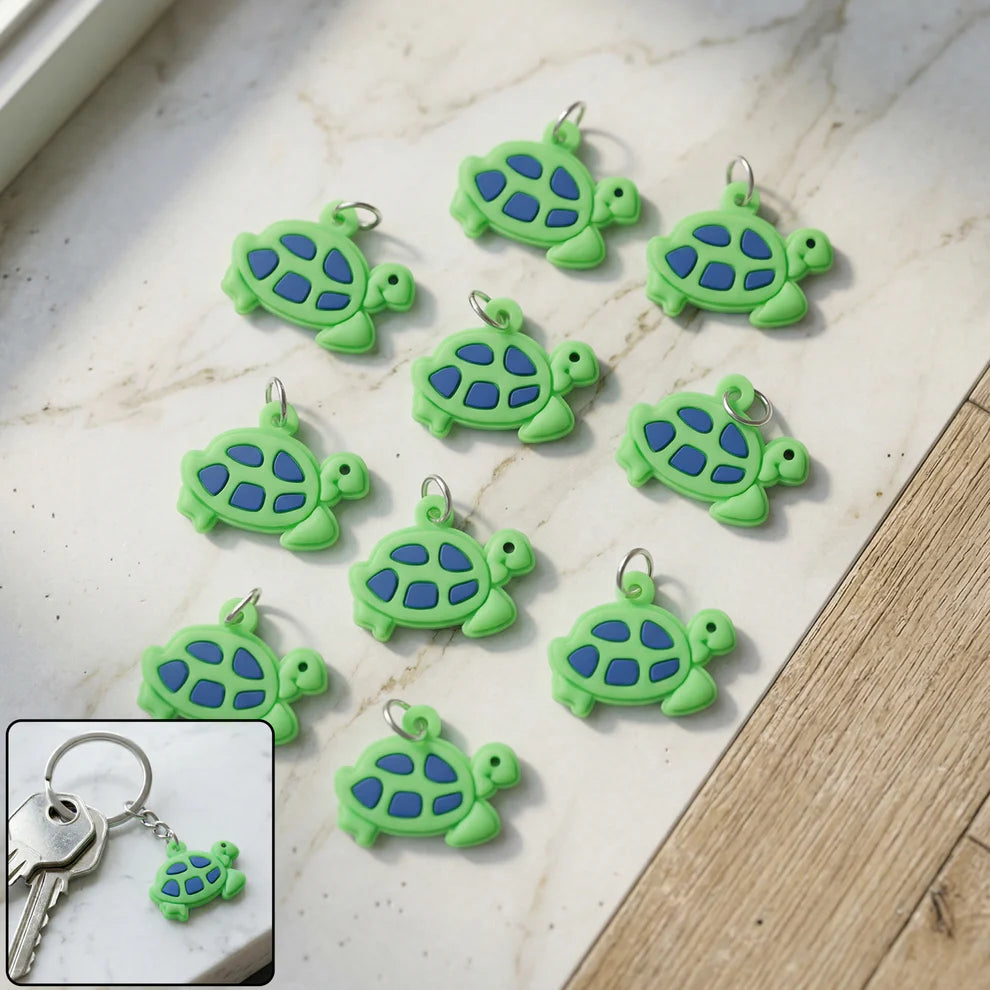 Cute Turtle Shape Bag Charm Keychain Set (10 Pc)