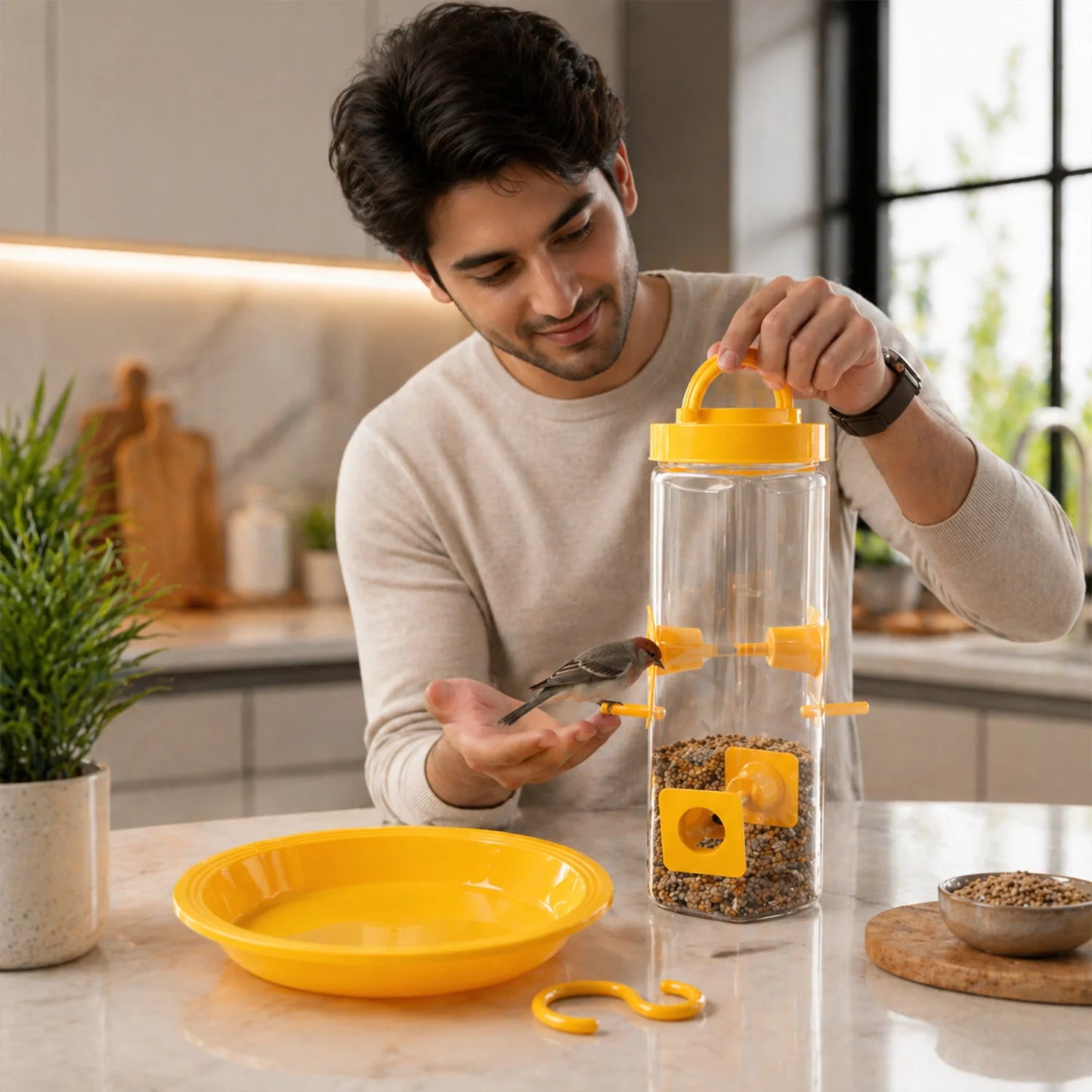 Hanging Bird Feeder With Multi Feeding Ports (1 Pc)