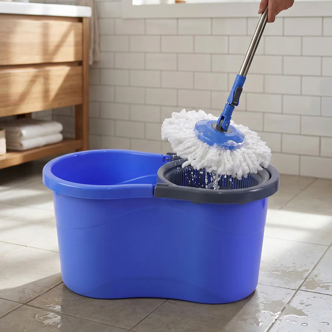360 Degree Spin Mop Set With Bucket (1 Set 130 Cm Handle)