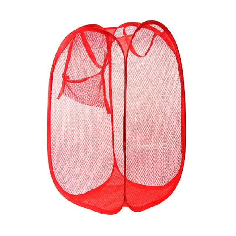 Laundry Hamper Mesh Fabric For Ventilation Foldable Storage Pop Up Clothes Basket - Happy Price - Image 1