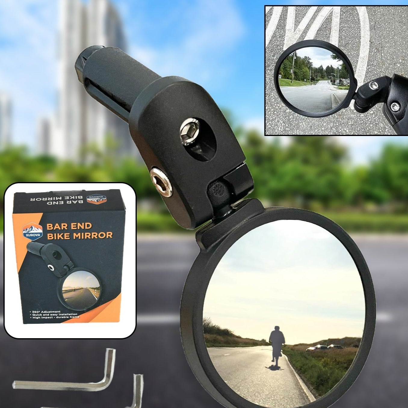 Bar End Bike Mirror Safe Rearview Mirror 360 Rotatable  Foldable Safety Bicycle Rear View Mirror Mirror Durable Bike Mirror (1 Pc) - Happy Price - Image 1