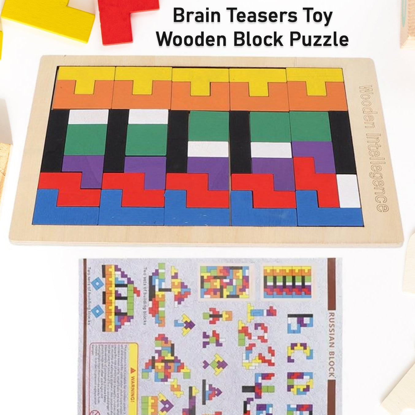 Wooden Blocks Puzzle Childrens Educational Toys Russian Block Block Puzzle For Early Childhood Education And Relaxing Brain Toys Help Prevent - Happy Price - Image 1