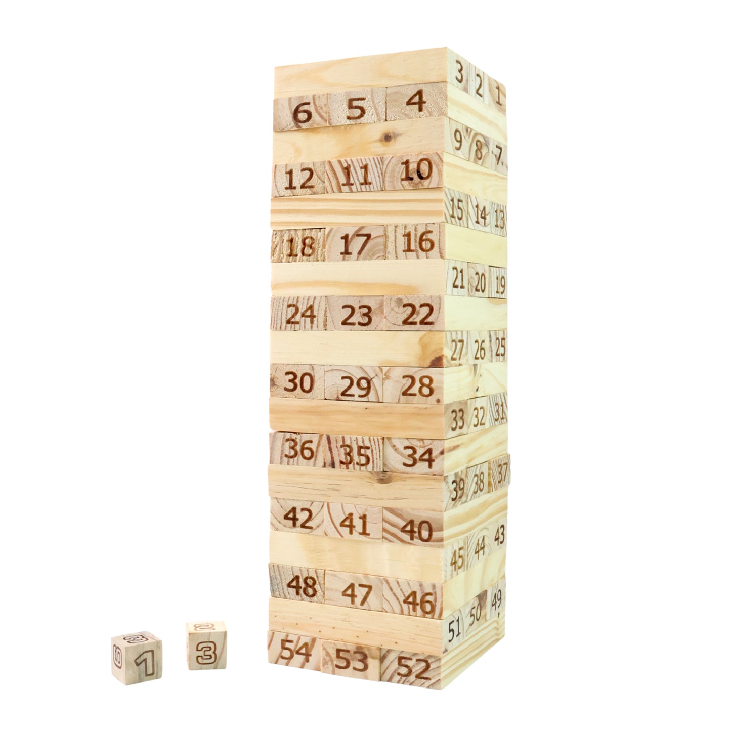 Numbered Wooden Stacking Tower Game Set with Dice for Family Fun - Happy Price - Image 5