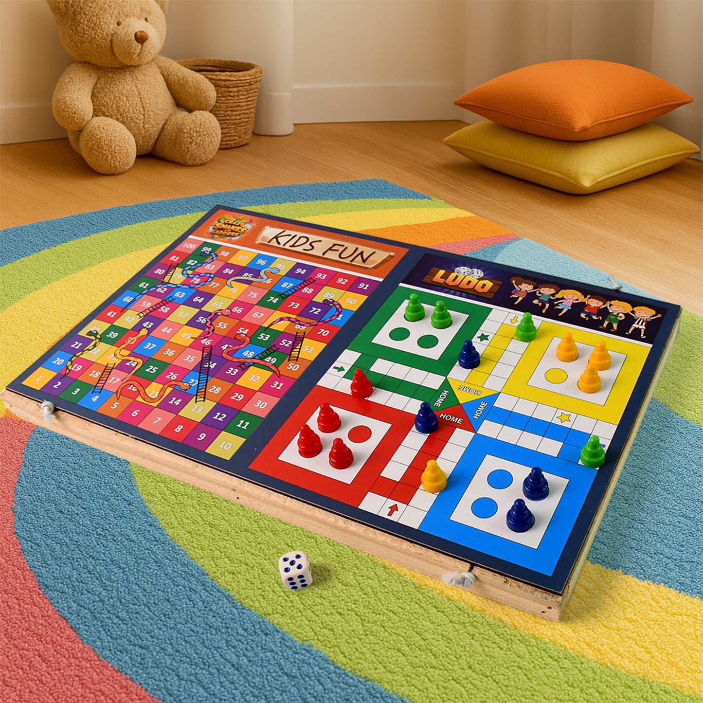 Wooden Board Game Set  Ludo Snakes  Ladders And Desktop Football (3-in-1) - Happy Price - Image 3