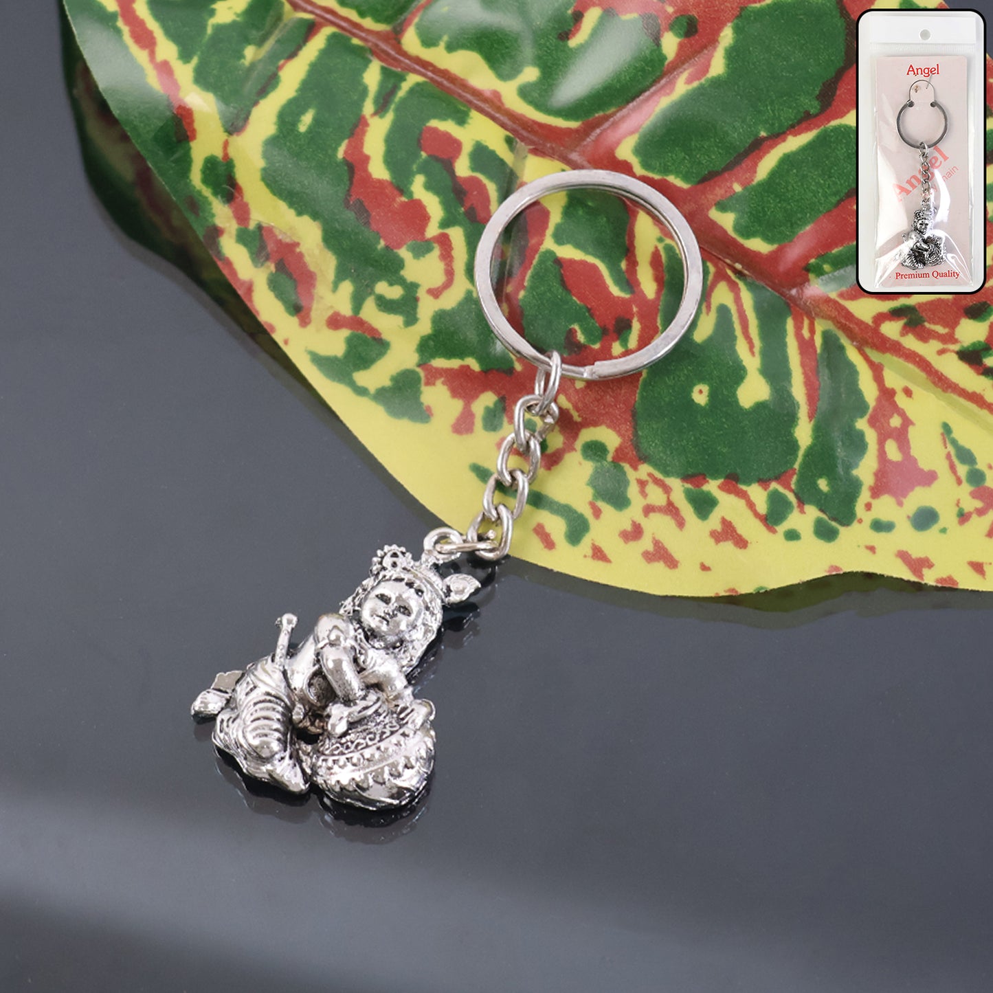 Silver Finish Bal Krishna Makhan Chor Metal Keychain (1 Pc) - Happy Price - Image 7